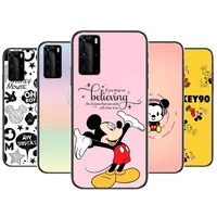 different mickey mouse phone case for huawei p40 p30 p20 10 9 8 lite e pro plus black etui coque painting hoesjes comic fas