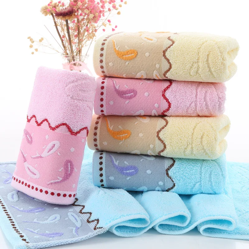 

wholesale 2pcs/lot Pure cotton embroidery Jacquad towel home daily necessities adult face wash towel thicken 35*75