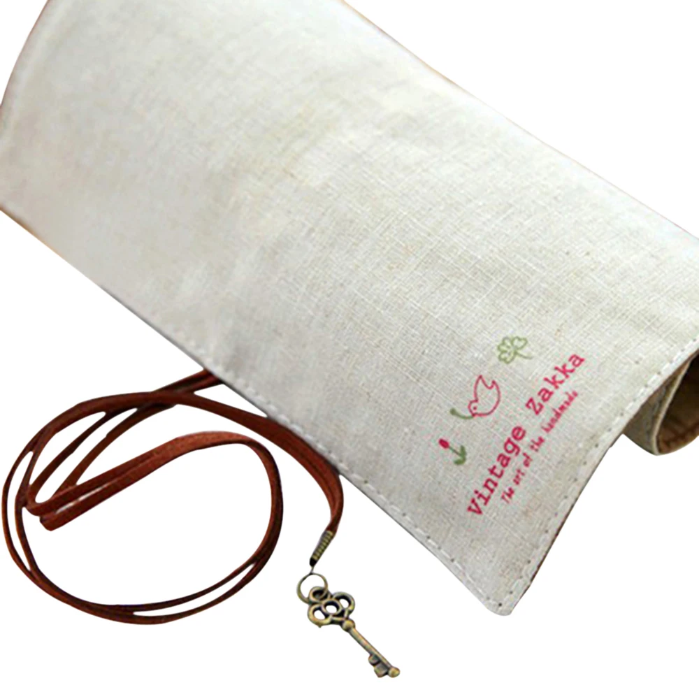 Тканевый чехол для ручек и карандашей с кисточками цвета на выбор | Канцтовары