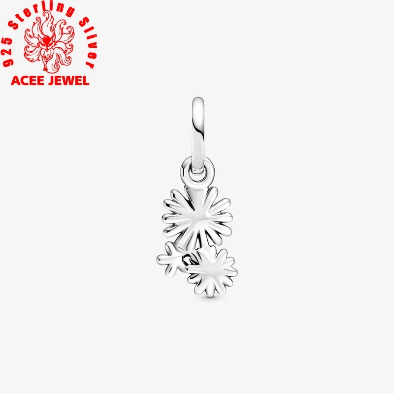 

FURUYA 925 Sterling Silver Beads Daisy Flower Bouquet Dangle Charms fit Original pandora Bracelets Women DIY Jewelry