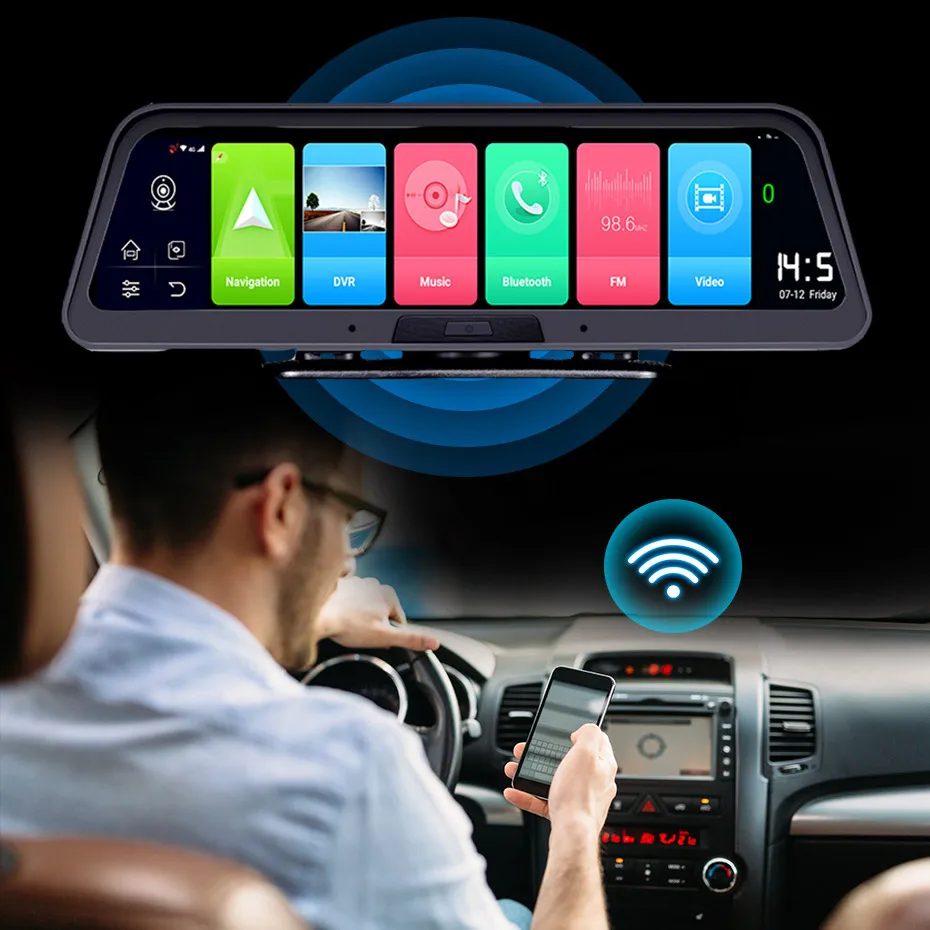 Full HD 1080P 10 &quotАвтомобильный видеорегистратор DVR Камера зеркало 2 ГБ + 32 Android Wifi GPS