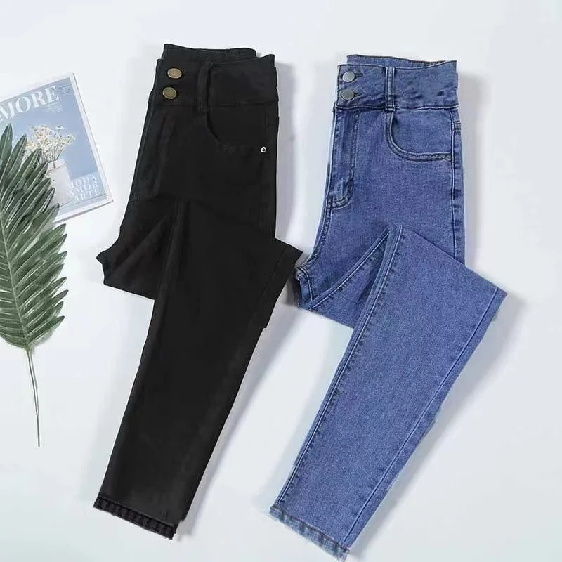 Женские джинсы с высокой талией женские леггинсы брюки-карандаш зауженные