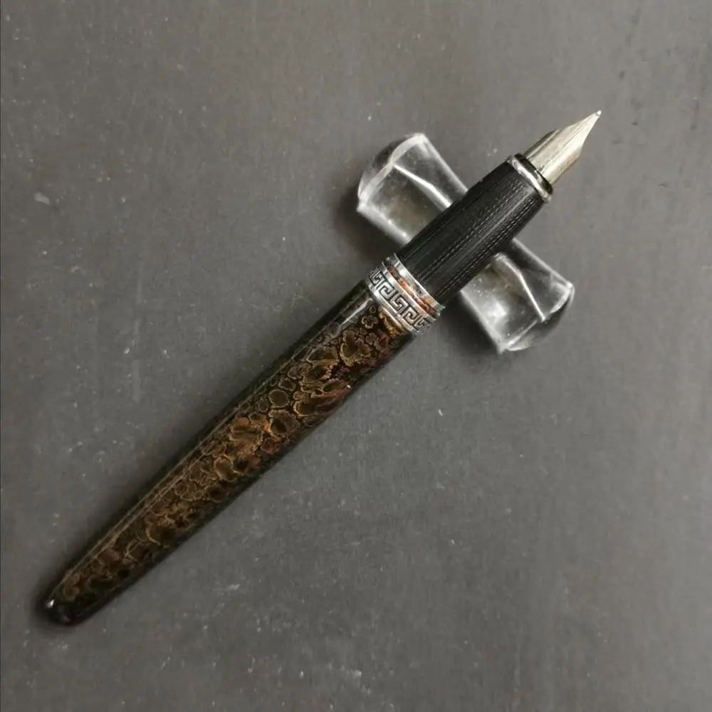 Старая фонтанная ручка DY темно-коричневая чернильная с черным наконечником