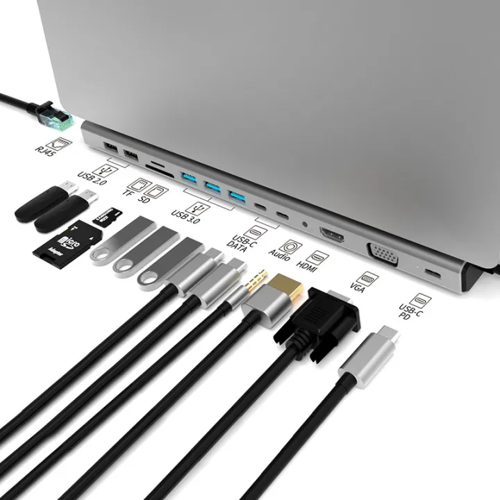 тип c док станция 12 14 в 1 plugable usb хаб для