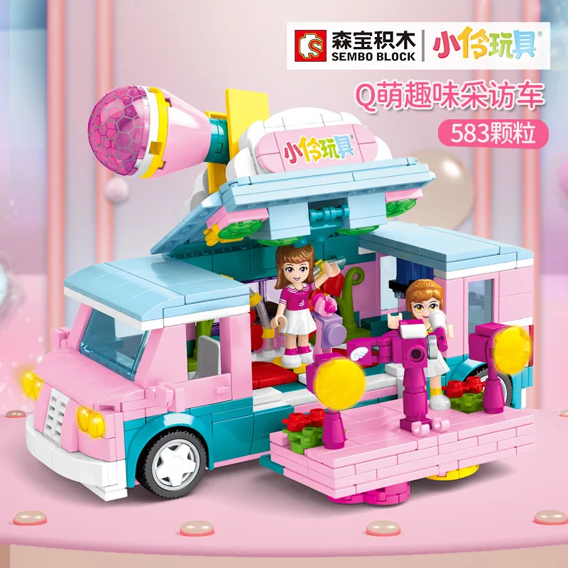 

583Pcs Senbao 604001 Xiaoling Toy Fun Interview Car Assembly Model Girl Assembly Assembly Building Block Gifts