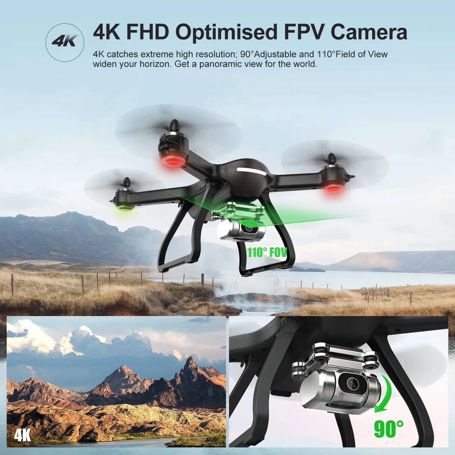 квадрокоптер holy stone hs700d 4k с gps 5 ггц 25 кмч