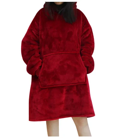 

Robe Thick Warm Sleepwear Blanket with Sleeves Warm Hoodies Sweatshirts Giant TV Blanket Women Hoody Robe Casaco Feminino