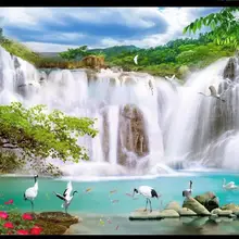 Blue sky white clouds 3D Wallpaper Mural Waterfall landscape Wallpaper For Walls 3d Modern Sofa TV Background Wallpaper
