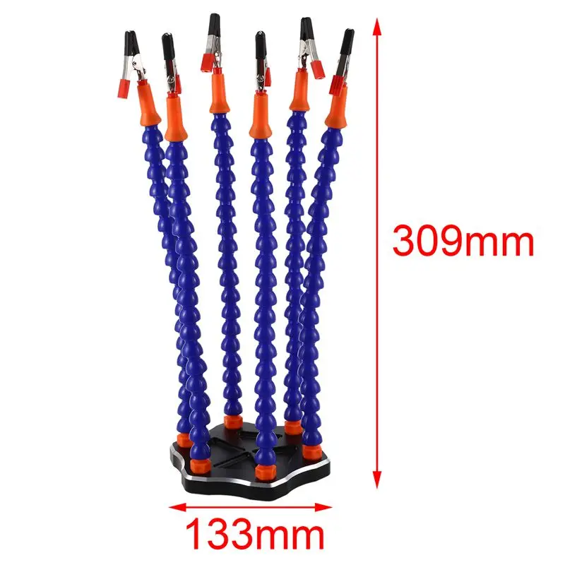 

Helping Hands Third Hand Soldering Tool 6 Flexible Arms Six Arm Soldering Station With Swiveling Alligator Clip for RC Drone, Bl