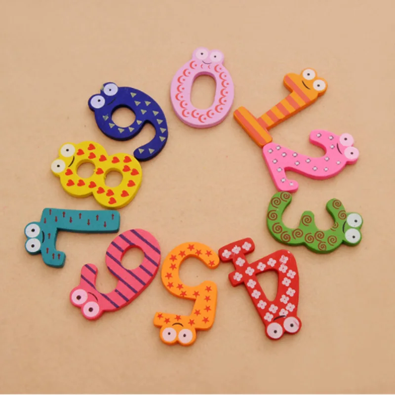 

Party Gift Home Decor Multicolor Wooden Fridge Magnet Educational Toy Symbol Alphabet Numbers Cartoon Baby Kid