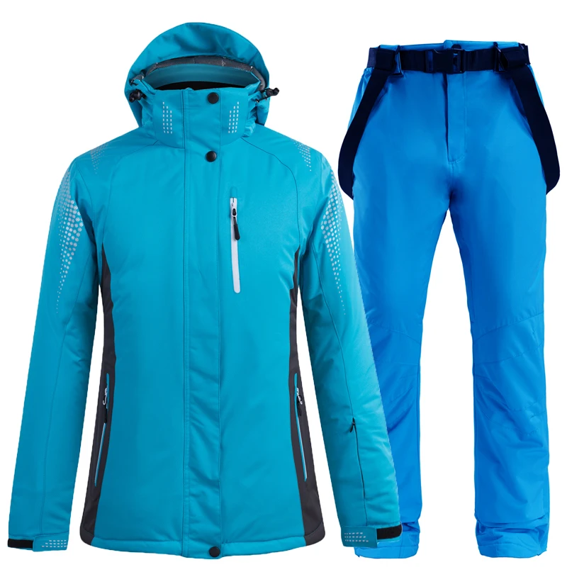 Ski Suit Women Winter Snow Wear Set Thick Waterproof Jacket and Pants -30 Degree Snowboarding Suits Brand | Спорт и развлечения