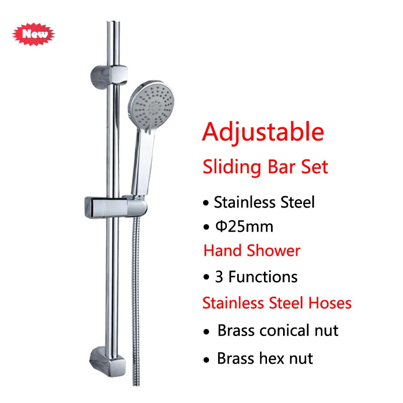 Хромированная Регулируемая Лейка для душа из нержавеющей стали 3 функции с