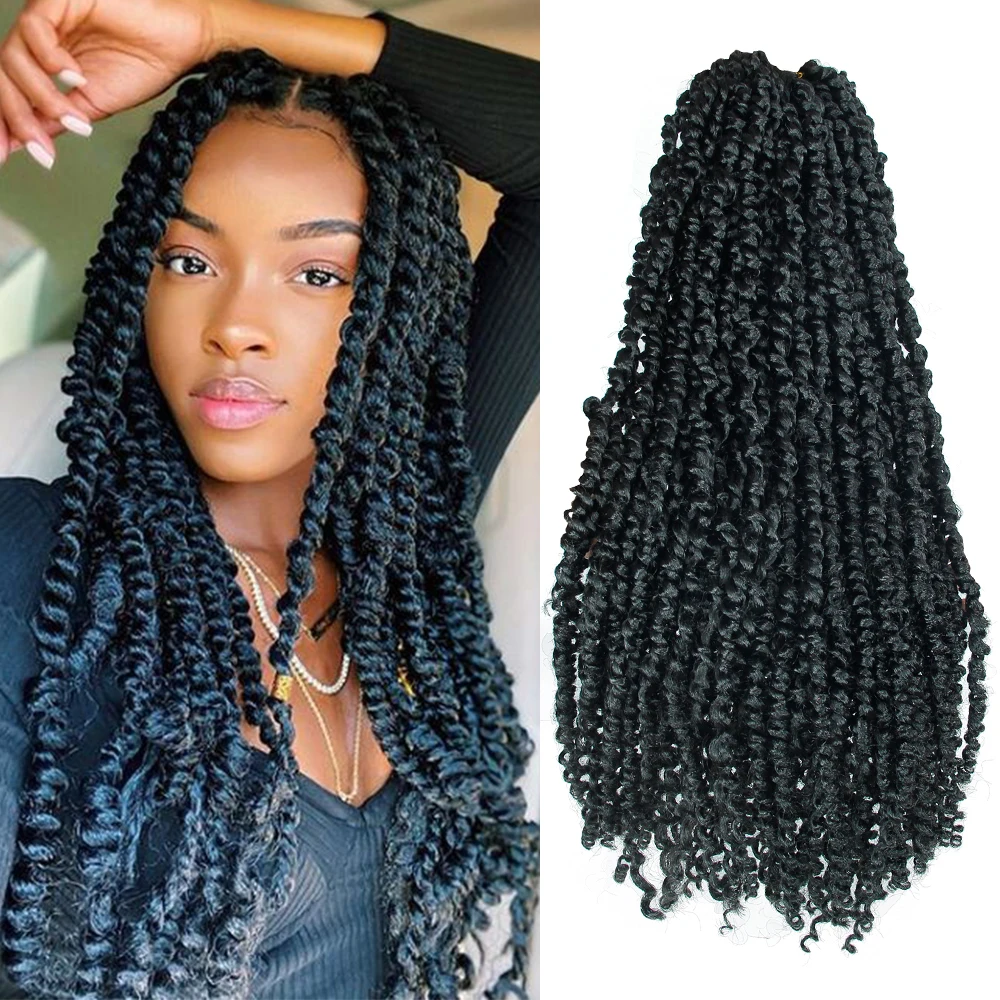 

Synthetic Crochet Braids Hair For Passion Twist Pre-Looped Fluffy Ombre 22 Inches Pre-Twisted For Black Woman