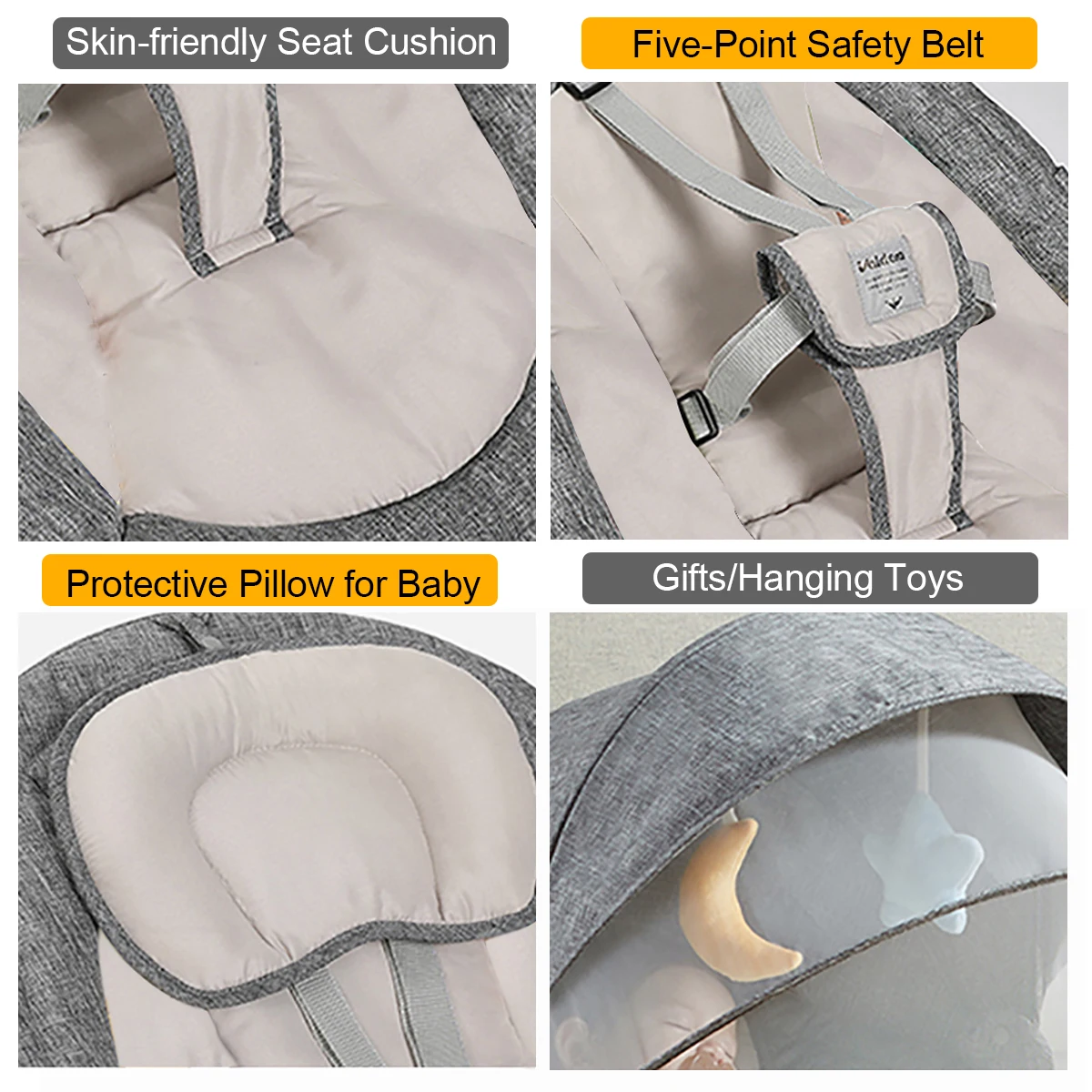 

Music Electric Swing Shaker Recliner Baby Auto Swing Chair with Remote Control Safe Five-point Seat Belt Rocking Chair