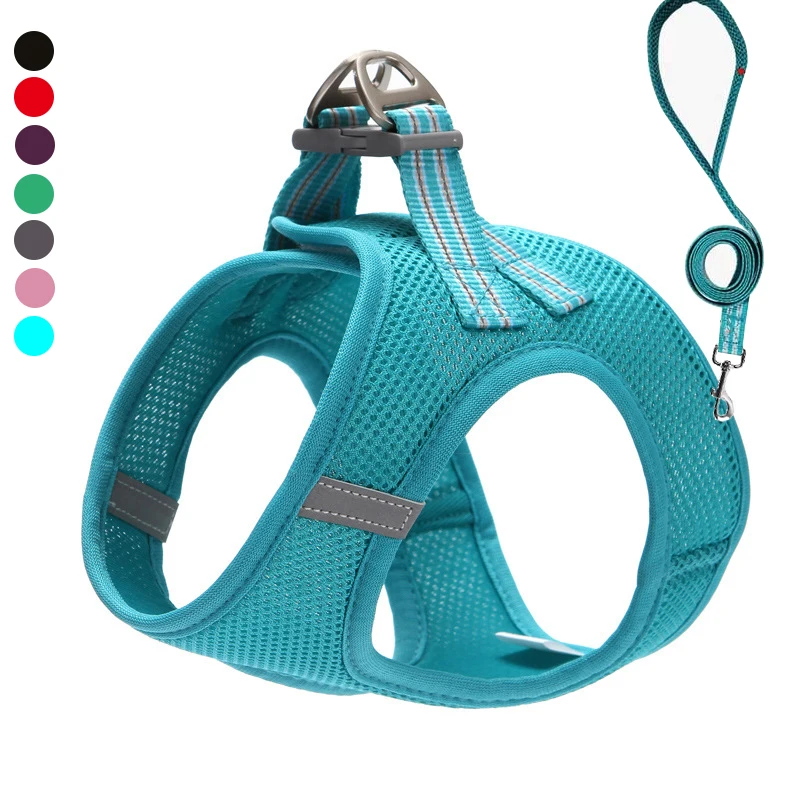 

Dog Harness Breathable Mesh Vest Adjustable Dog Harness and Leash Set for Small Dogs Reflective Pet Collar Dog Accessories