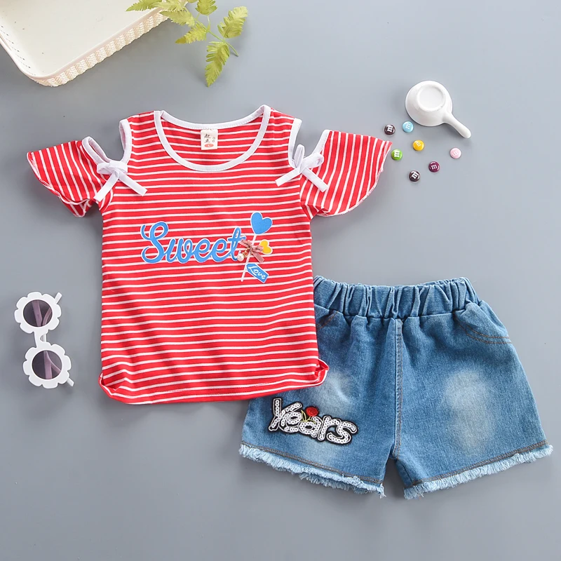 Детская одежда для девочек повседневные полосатые шорты с короткими рукавами
