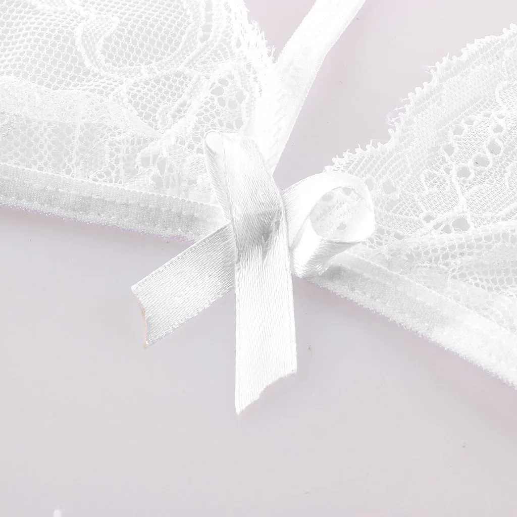 Женское кружевное сексуальное нижнее белье без спинки бюстгальтер с бантом