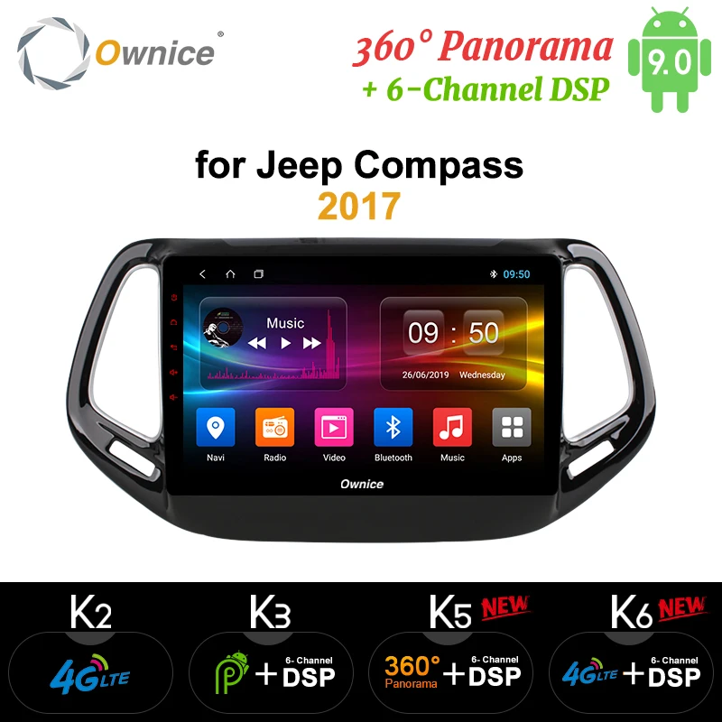 Ownice 10 1 &quotВосьмиядерный Android 9 0 4G RAM автомобильный DVD GPS Navi плеер k3 k5 k6 для Jeep Compass 2017