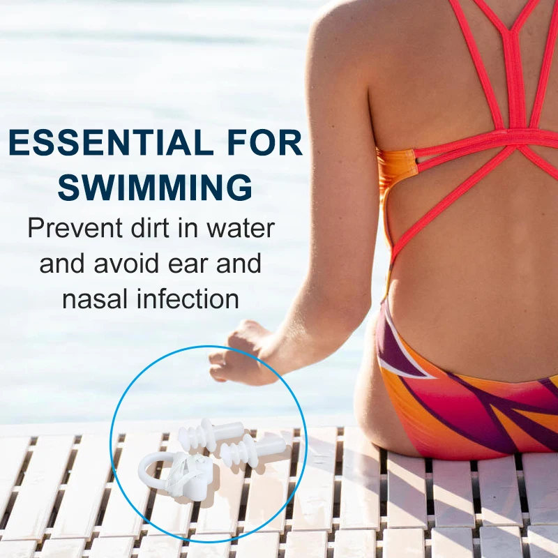 

1Set Soft Silicone Swim Dive Supplies Nose Clip Swimming Earplugs Case Protective Prevent Water Protection Ear Plug Waterproof
