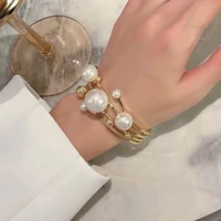 fashion big pearls cuff bracelets bangles for women 2021 new jewelry personality statement open bracelet christmas gifts