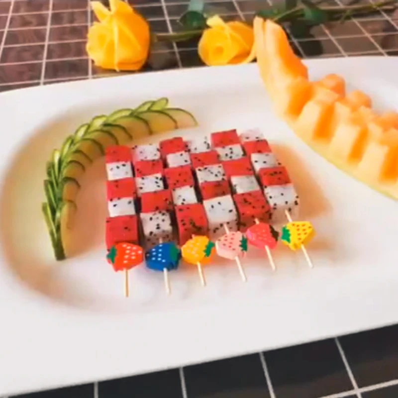 100pc12cm сердце цветок бамбука палочка буфет фрукт для кекса вилка вечерние десерт салат палочка коктейльный шампур для свадебного декора
