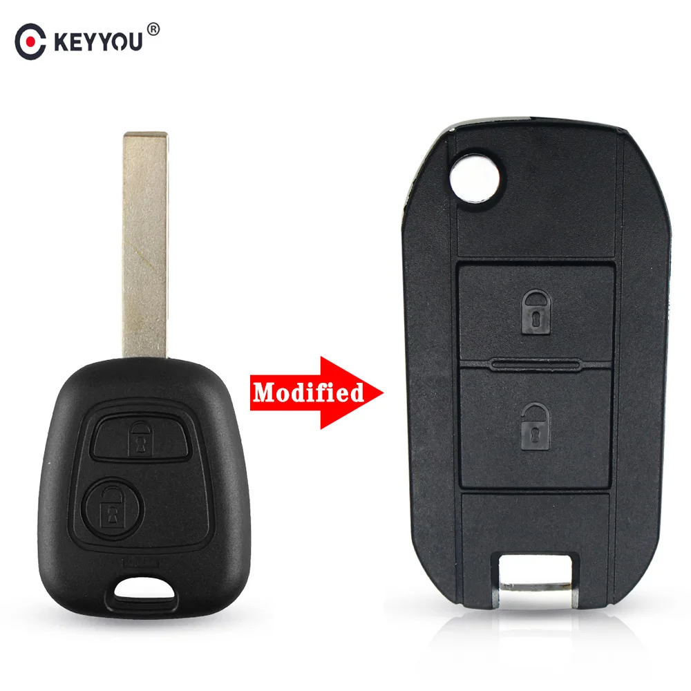 10 шт. модифицированный флип-чехол KEYYOU с 2 кнопками для Peugeot 307 107 207 Citroen C2 C3 Xsara