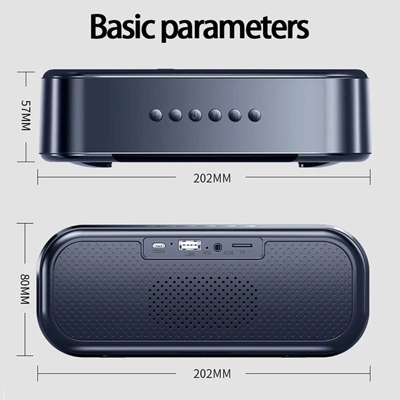 

Bluetooth Subwoofer LED Rhythm Flashing Wireless Speaker FM Radio Alarm Clock TF Card Support Subwoofer