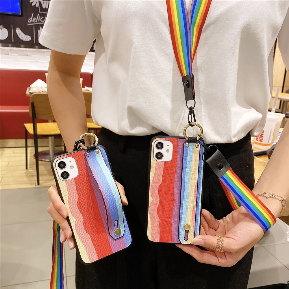 Чехол для Huawei Honor X10 5G 30 Pro 30s V30 PRO 8C 9A 8X 9 LITE Y5P Y6P Y7P Y8P Y5 Y6 Y7 Y9 2018 2019 Rainbow Handba | Мобильные