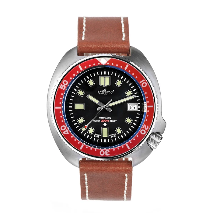 Красный Ремень японский тунец Can pro Diver автоматические наручные часы 6105 8110 черепаха мужские 200 - Цвет: Красный