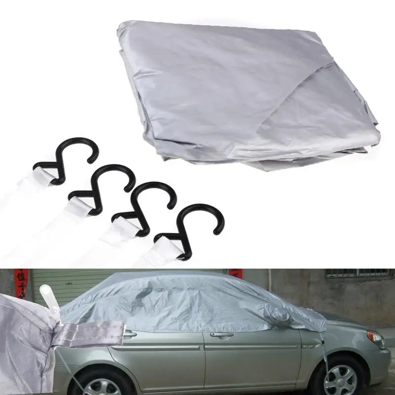 

Universal Car Covers Prevent Heat Cold Snow Rain Sun Dust Half Car Cover PVC Coating Waterproof Dustproof UV Outdoor Size M/XL