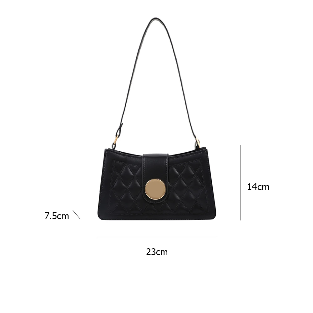 

Fashion Lattice Pattern Handbag PU Leather Portable Women Solid Color Underarm Shoulder Bags Female Casual Street Travel Totes