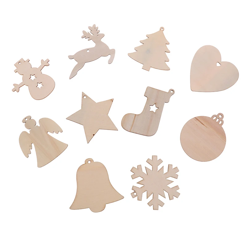 

100pcs Christmas Wooden Pendants Xmas Tree Hanging Ornaments DIY Wood Crafts For Home Christmas Party New Year Decorations