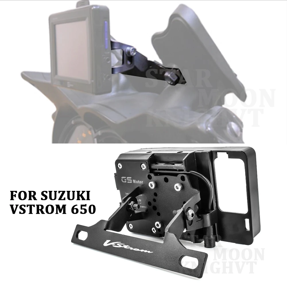 

Motorcycle Front Phone Stand Holder Smartphone Phone GPS Navigaton Plate Bracket For SUZUKI VSTROM 650 YEAR UNTIL 2004-2011