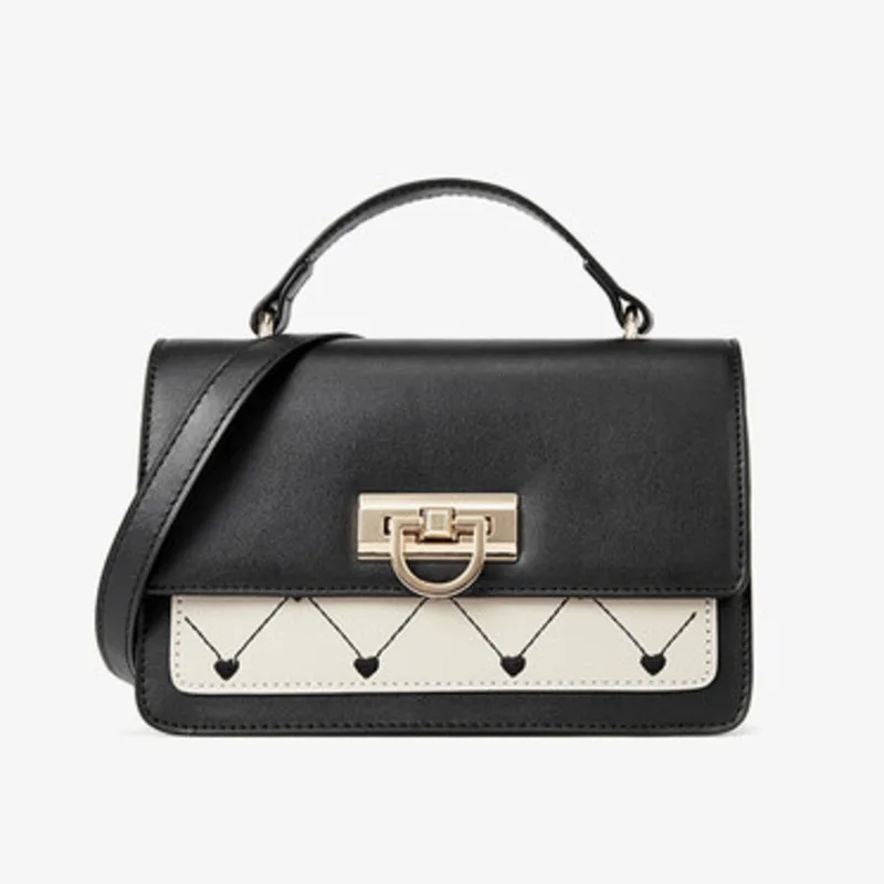 

2021 Women's Bag Single Shoulder Messenger Bag Contrast Handbag Luxury Genuine Leather Handbags New Designer Crossbody Bag