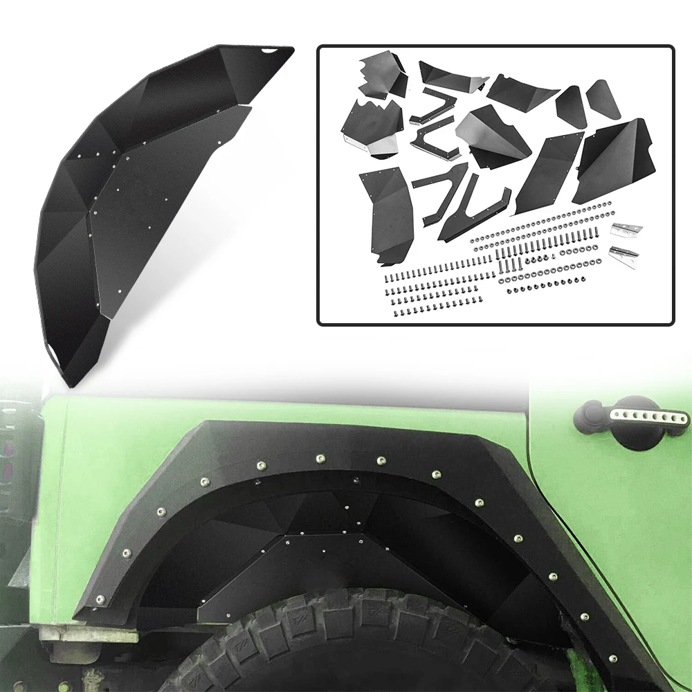 

Передние, задние, внутренние вкладыши крыла для Jeep Wrangler JK JKU 4WD 2007-2018, алюминиевая внутренняя защита крыла, черного цвета, Новинка