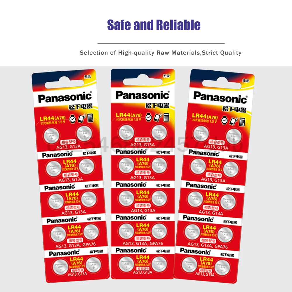Кнопочные элементы для часов Panasonic A76 LR44 AG13 G13A LR1154 SR1154 357A SR44 1 5 V 10 шт. | Электроника