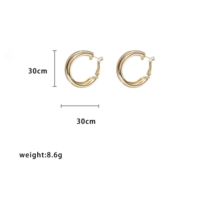 

Minimalist Gold Silver color Metal Large Circle Geometric Round Big Hoop Earrings for Women Girl Wedding Party Jewelry