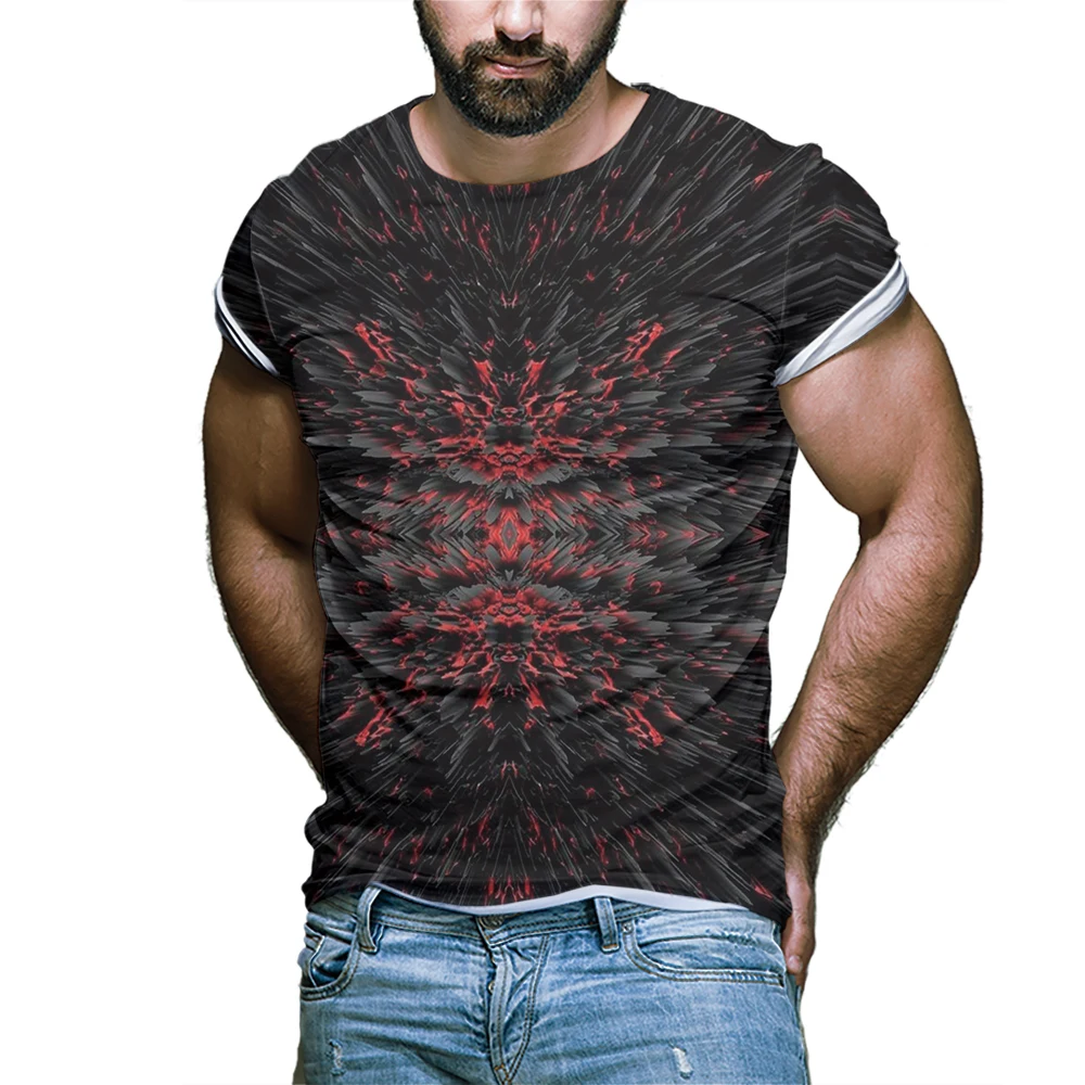 

Three-dimensional vortex Men T-shirt Fashion T Shirt Harajuku fashion clothing Tshirt Summer 3D renderings Short Sleeve