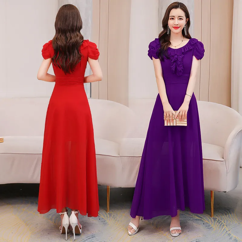 Платье для женщин длинное лето 2020 Новое корейское платье тонкое с коротким