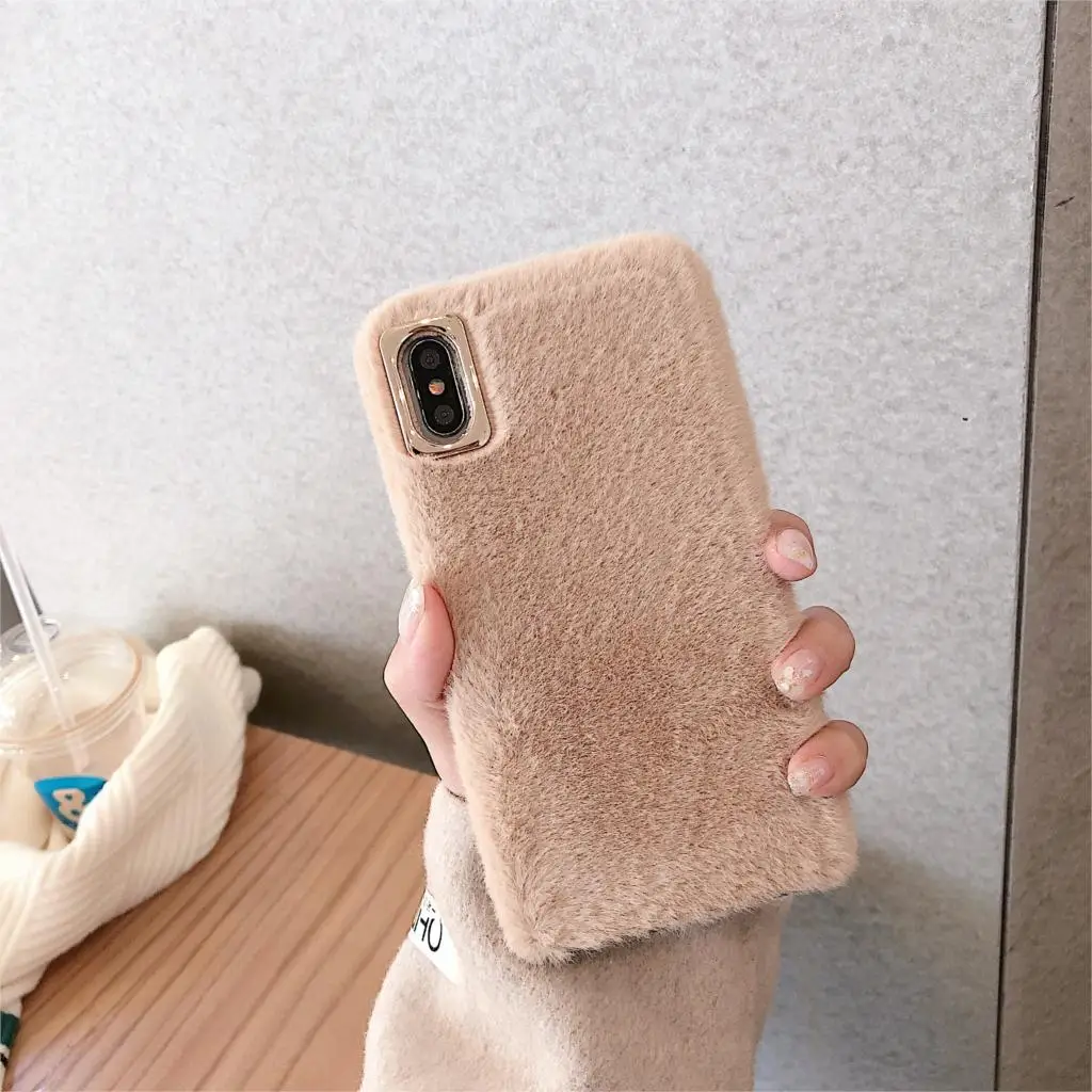 Простой Меховой чехол для Moto E5 Play E6 G6 Plus G7 power G5S G4 E4 Plus Европейский C Plus чехол теплый зимний чехол - Цвет: Khaki
