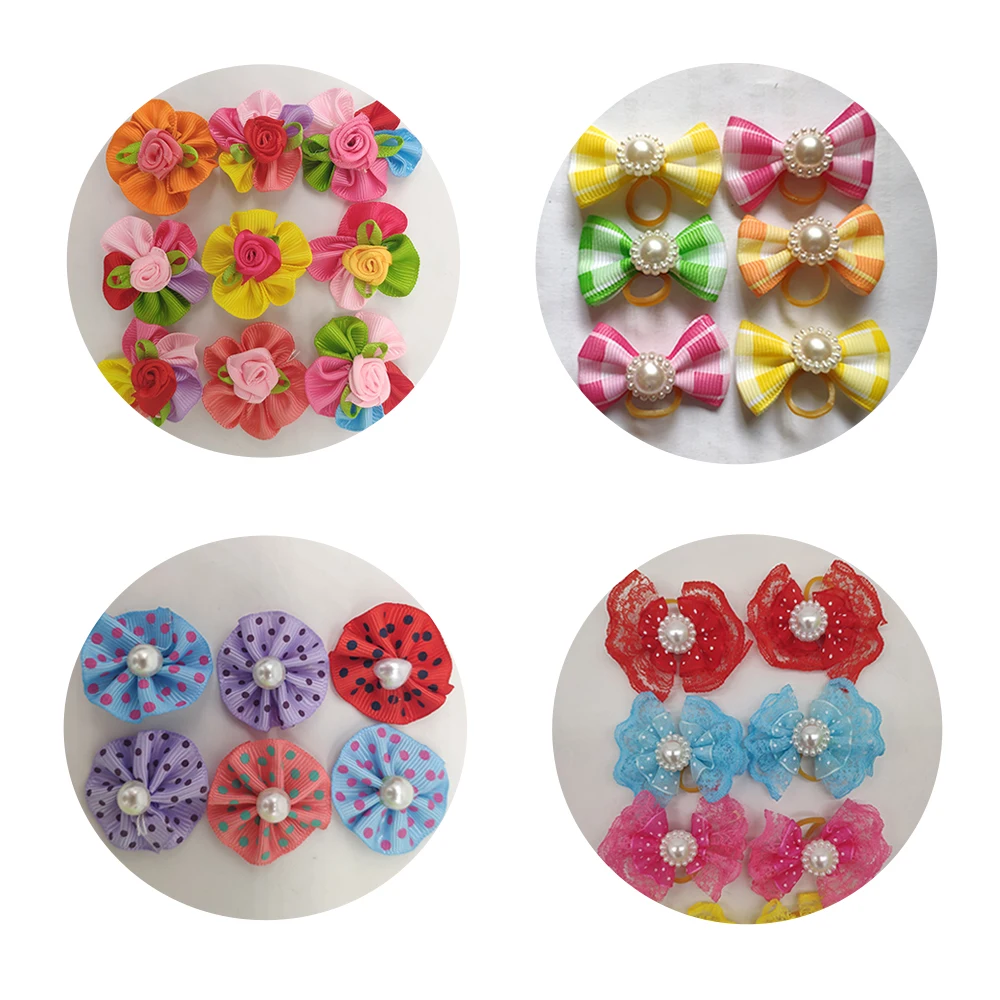 Новинка 100/50 в партии банты для груминга собак стразы с жемчугом аксессуары