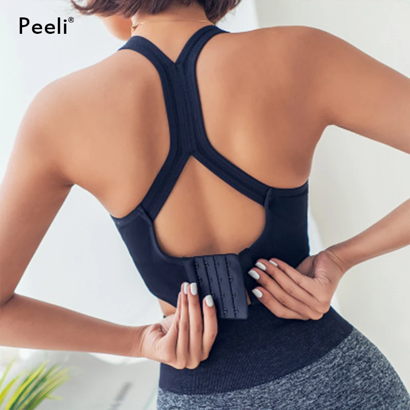 Peeli бесшовный спортивный бюстгальтер с открытой спиной Топ для женщин спортивная