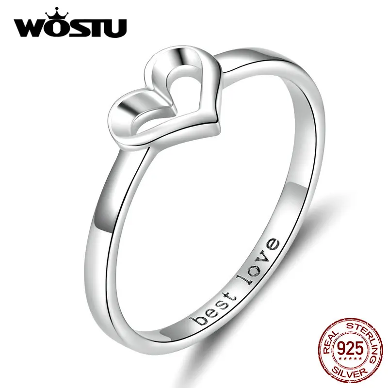 Фото Женские кольца WOSTU серебро 925 пробы простой дизайн серебристый Подарочные Кольца