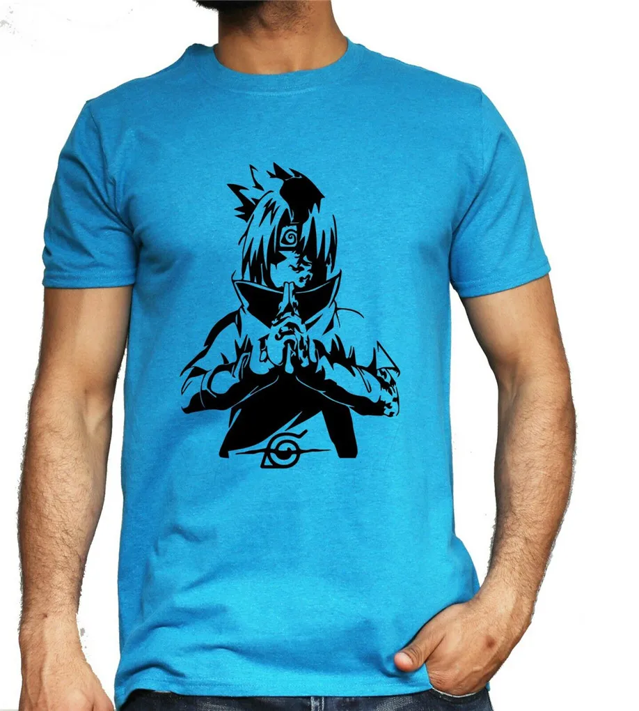 Саскэ Утиха футболка Sharingan Curse Mark костюм из аниме Наруто Топ мужские S-Xxl Высокое