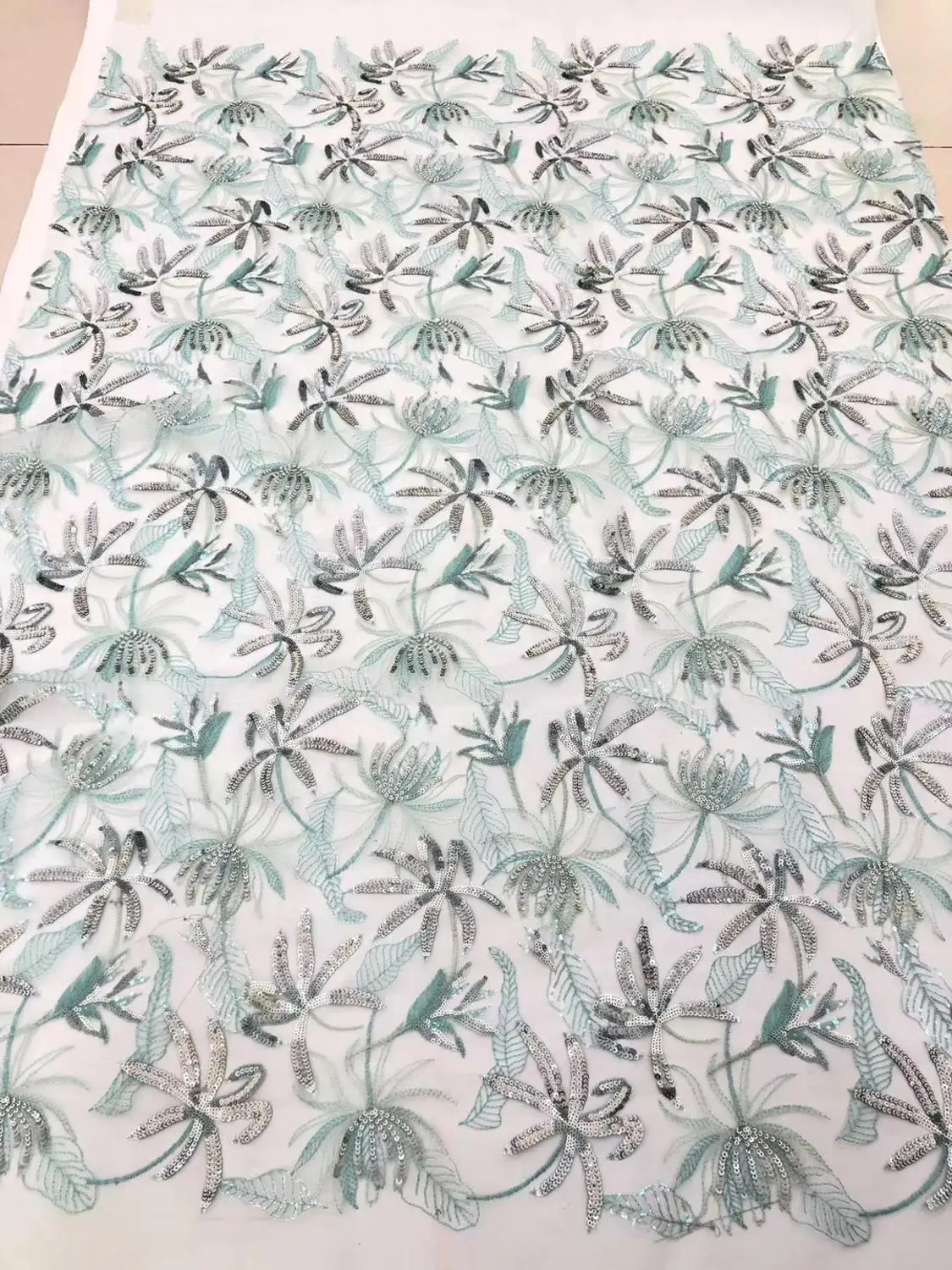 

(5yards/pc) Grace embroidered tulle lace 2020 new arrival African French net lace fabric with sequins for party dress FZZ884