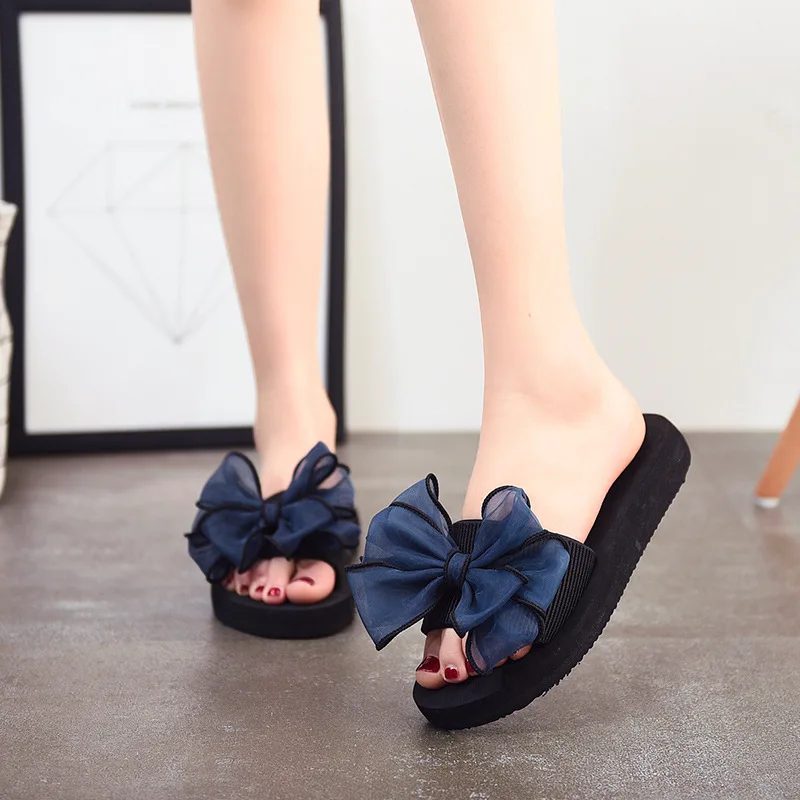 

Womens Slippers Fashion Flower personalized Flip Flops Beach Platform Sandals Wedges Shoes 2019