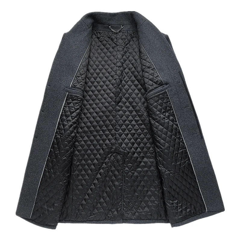 

Men Winter Wool Coat Men's New Fashion Solid Color Warm Thick Wool Blends Woolen Pea Coat Male Trench Coat Overcoat