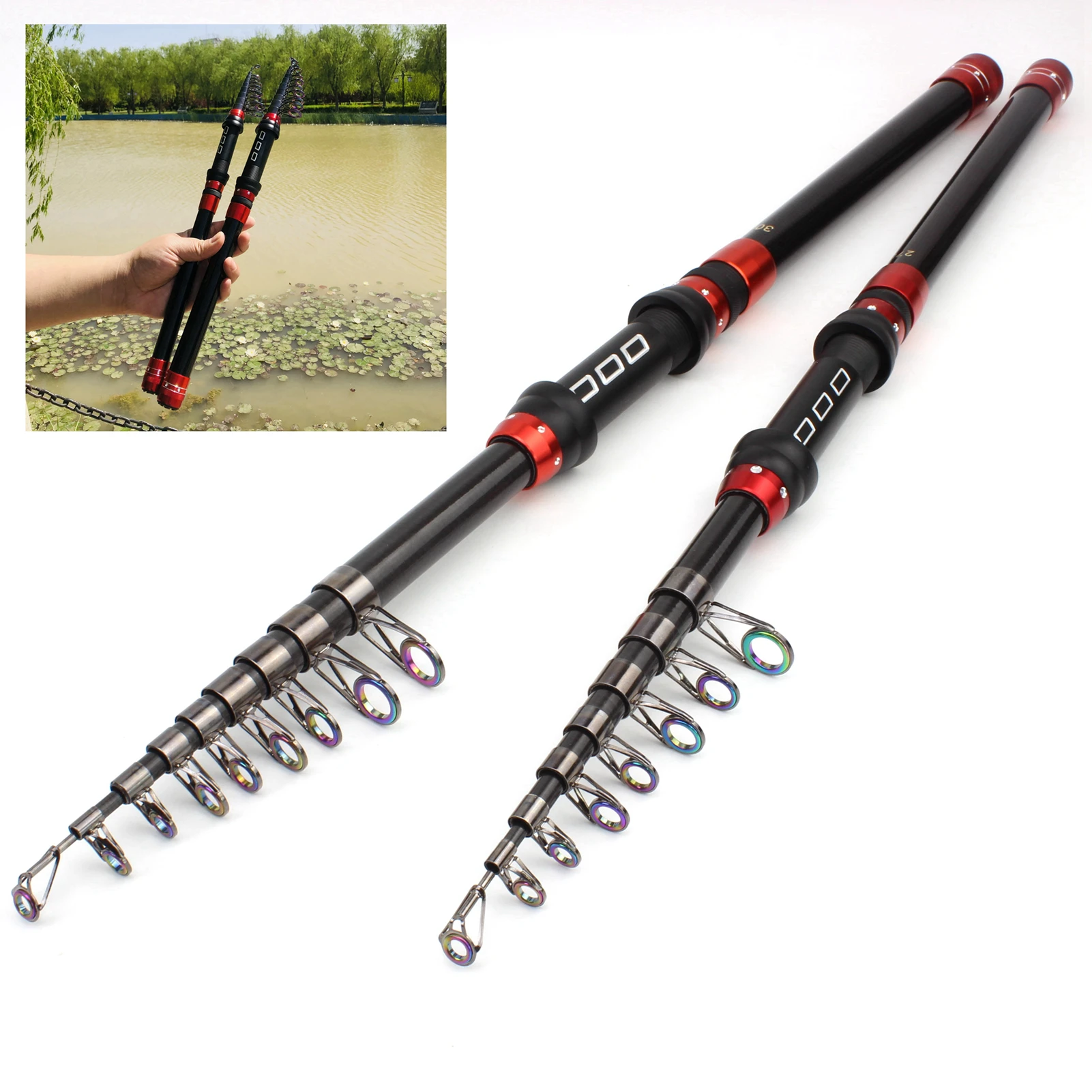 

1.8m2.1m2.4m2.7m3.0m3.6m Mini Ultra-Short fast telescopic fishing rod Long-Range Sea Rod Ceramic ring Trout carp Spinning Rod