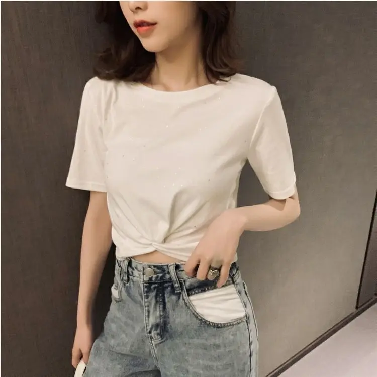 Женский пуловер с блестками футболка коротким рукавом и принтом в виде