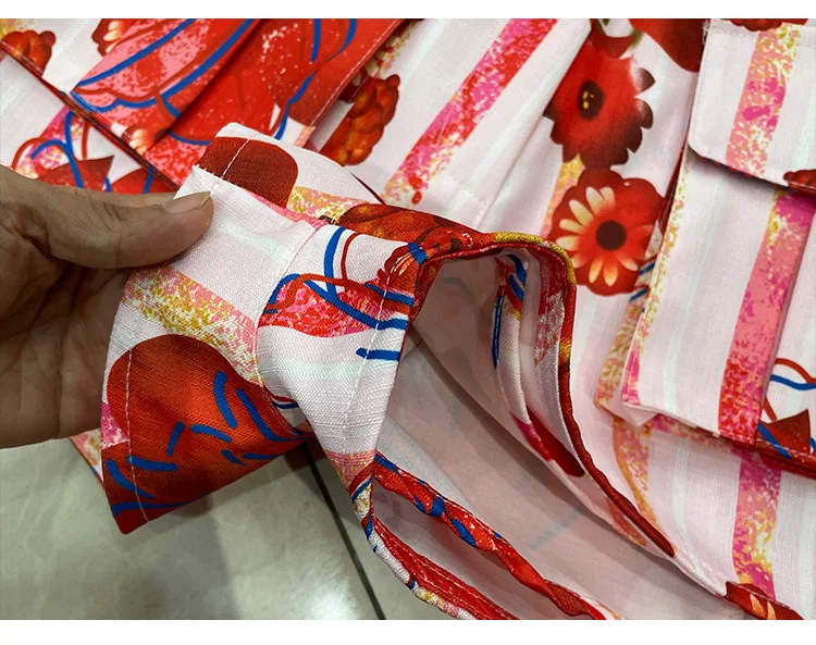 

2021 Summer New Bohemian Fashion Printing Women's Outfit Silk Linen Loose Shirts Top+Hot Shorts Streetwear Two-Piece Suit